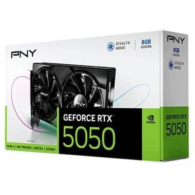 PNY NVIDIA GeForce RTX 5050 Dual Fan Graphics Card, 8GB GDDR6, 2572MHz Boost, PCIe 5.0, HDMI/DP 2.1b, VCG50508DFXPB1
