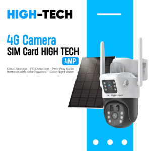 4G Camera SIM Card HIGH TECH 4MP IP Camera Outdoor 7.6W Solar Panel 10800mAh Battery Security PTZ CCTV Smart Monitor