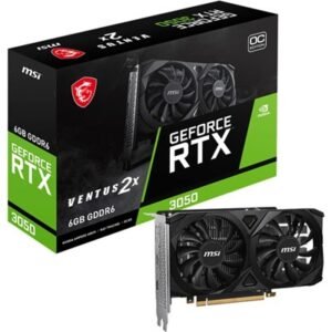 MSI GeForce RTX 3050 VENTUS 2X 6G OC Video Graphics Card, 6GB GDDR6, Boost Clock 1492MHz, 14Gbps, HDMI 2.1 4K@120Hz, DisplayPort 1.4a, Dual Fan Cooling